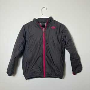 North Face Down‎ Puffer Jacket Girls M 10/12 Charcoal Gray Pockets Casual School